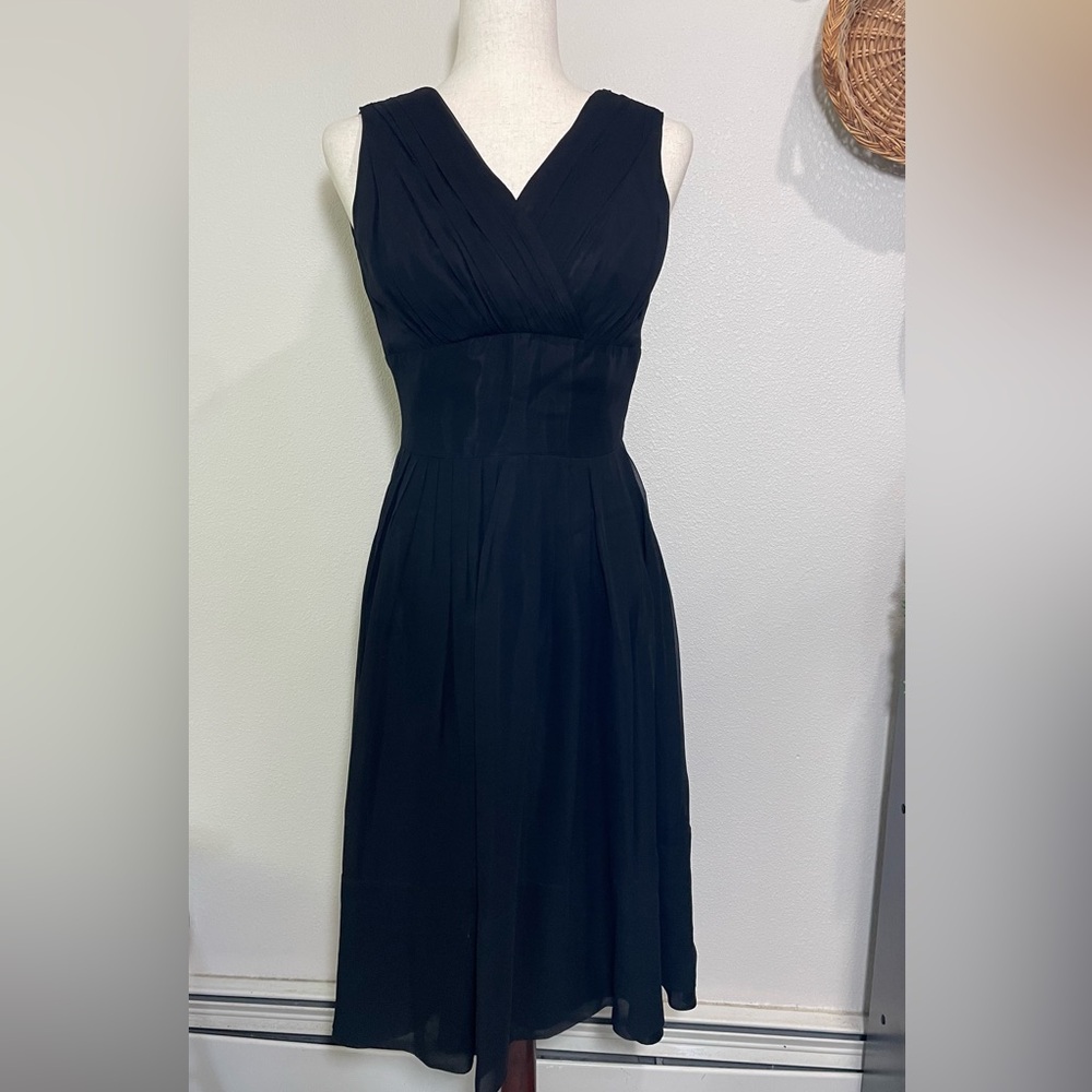Gorgeous Vintage Black Chiffon Cocktail Dress Double V Sleeveless Size 14